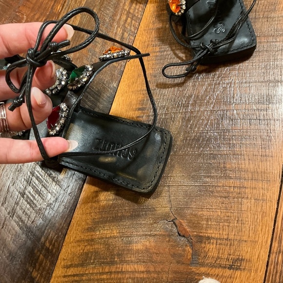 Schutz Amaris Gladiator Jeweled Sandals Black Leather Women’s Size 8.5 - Picture 9 of 11